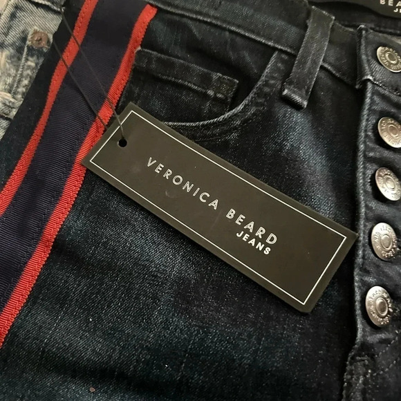 VERONICA Beard Carolyn 10" Baby Boot Jeans Flare
Crop Mid-Rise Stripe Size 24 - Picture 6 of 7